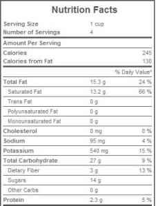 Thai Bananas in Coconut Milk Nutrition Facts